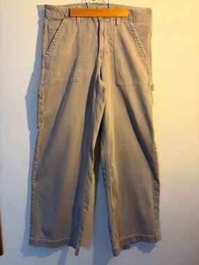 American Eagle High Waisted CarpenterPants SZ 12 Regular Khaki Utility Wide Leg